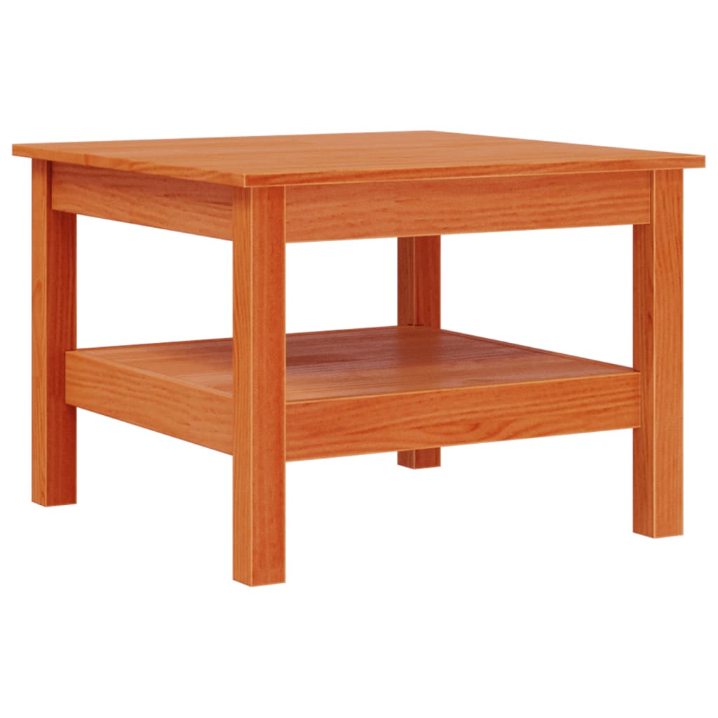 Coffee table wax brown 55x55x40 cm solid pine wood