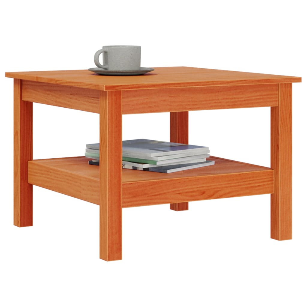 Coffee table wax brown 55x55x40 cm solid pine wood
