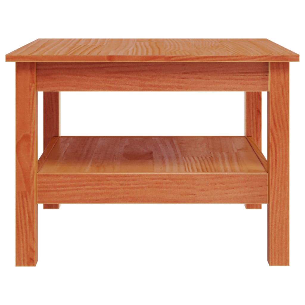 Coffee table wax brown 55x55x40 cm solid pine wood