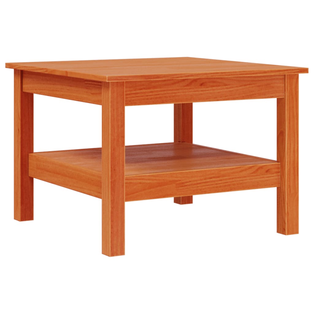 Coffee table wax brown 55x55x40 cm solid pine wood
