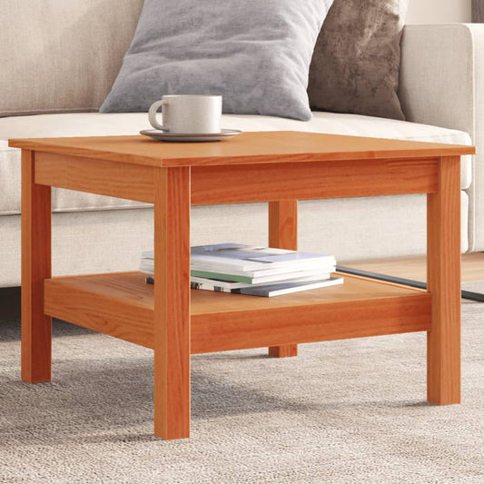 Table basse wax marron 55x55x40 cm bois de pin massif