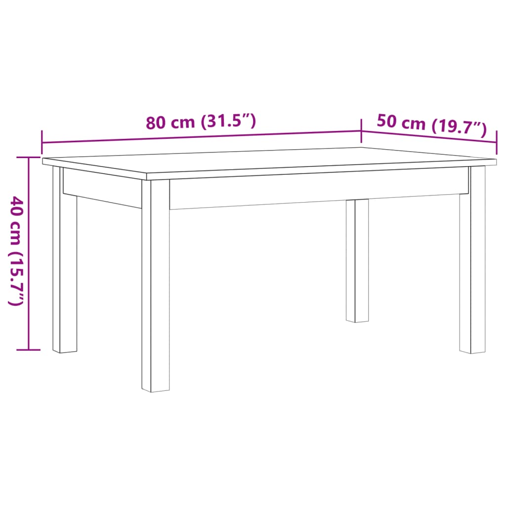 Coffee table wax brown 80x50x40 cm solid pine wood