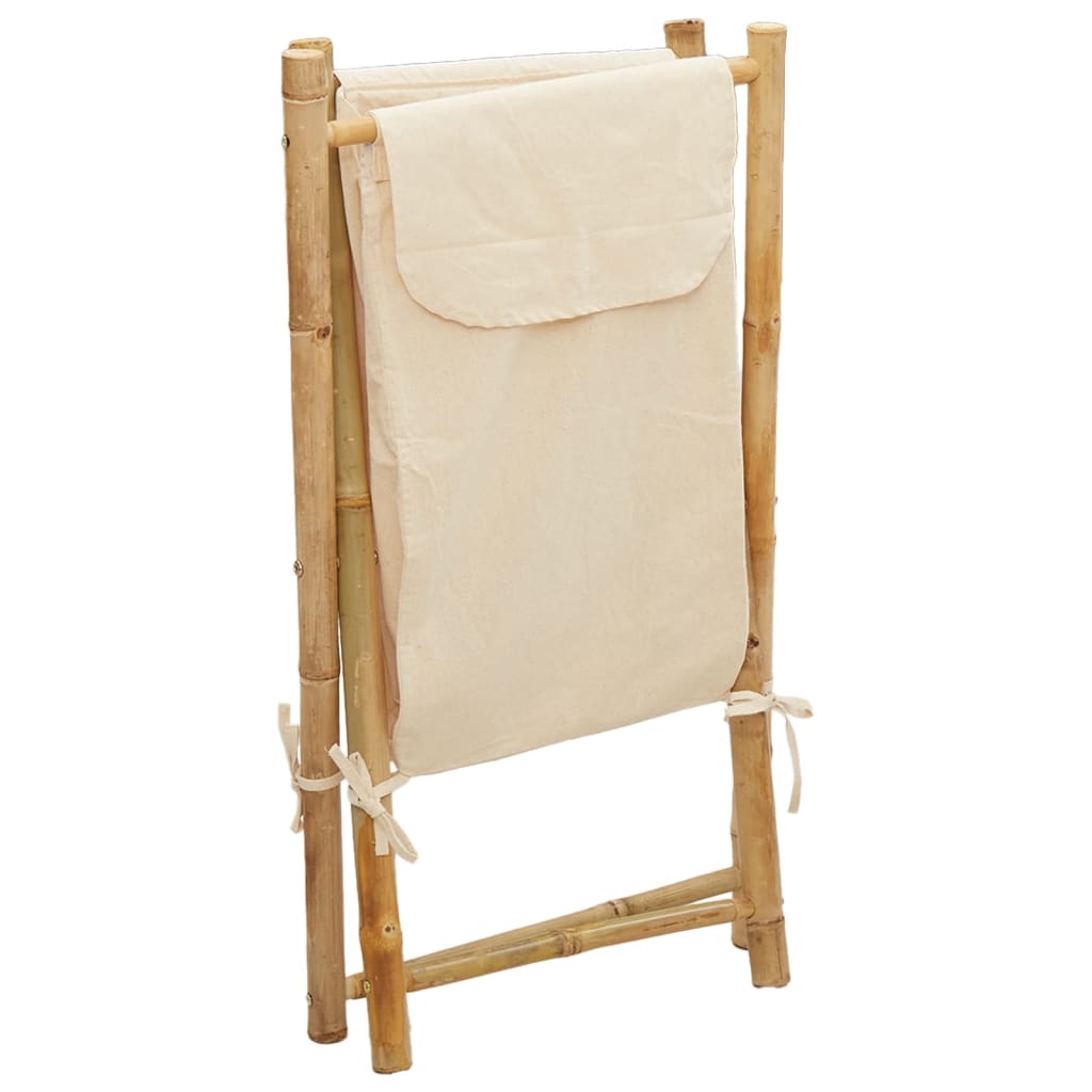 Panier à linge blanc crème 41,5x36x63,5 cm bambou