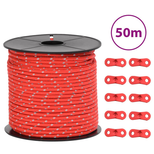 Corde de tente réfléchissante avec tendeurs de corde 50 m 4 mm