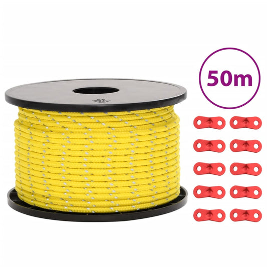 Corde de tente réfléchissante avec tendeurs de corde 50 m 5 mm