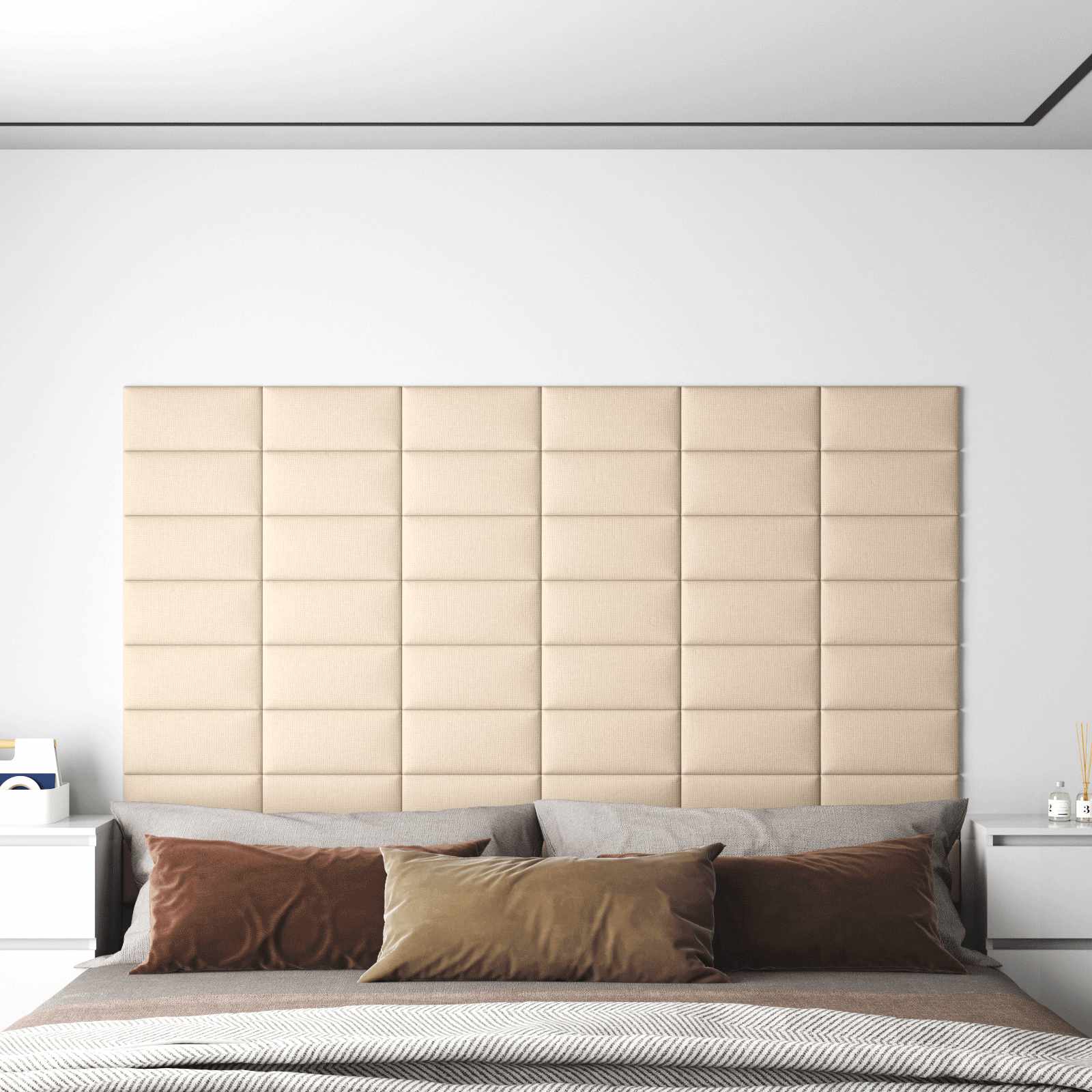 Wandkopfteilen 12 stk. 30 x 15 cm Creme Stoff
