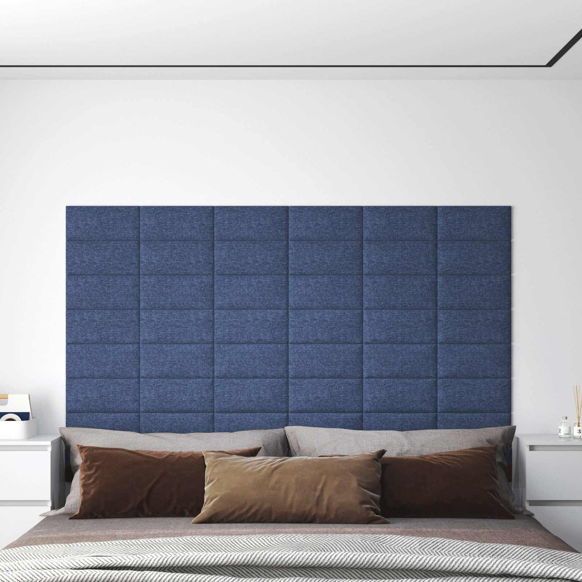 Wandkopfteilen 12 stk. 30 x 15 cm Blau Stoff