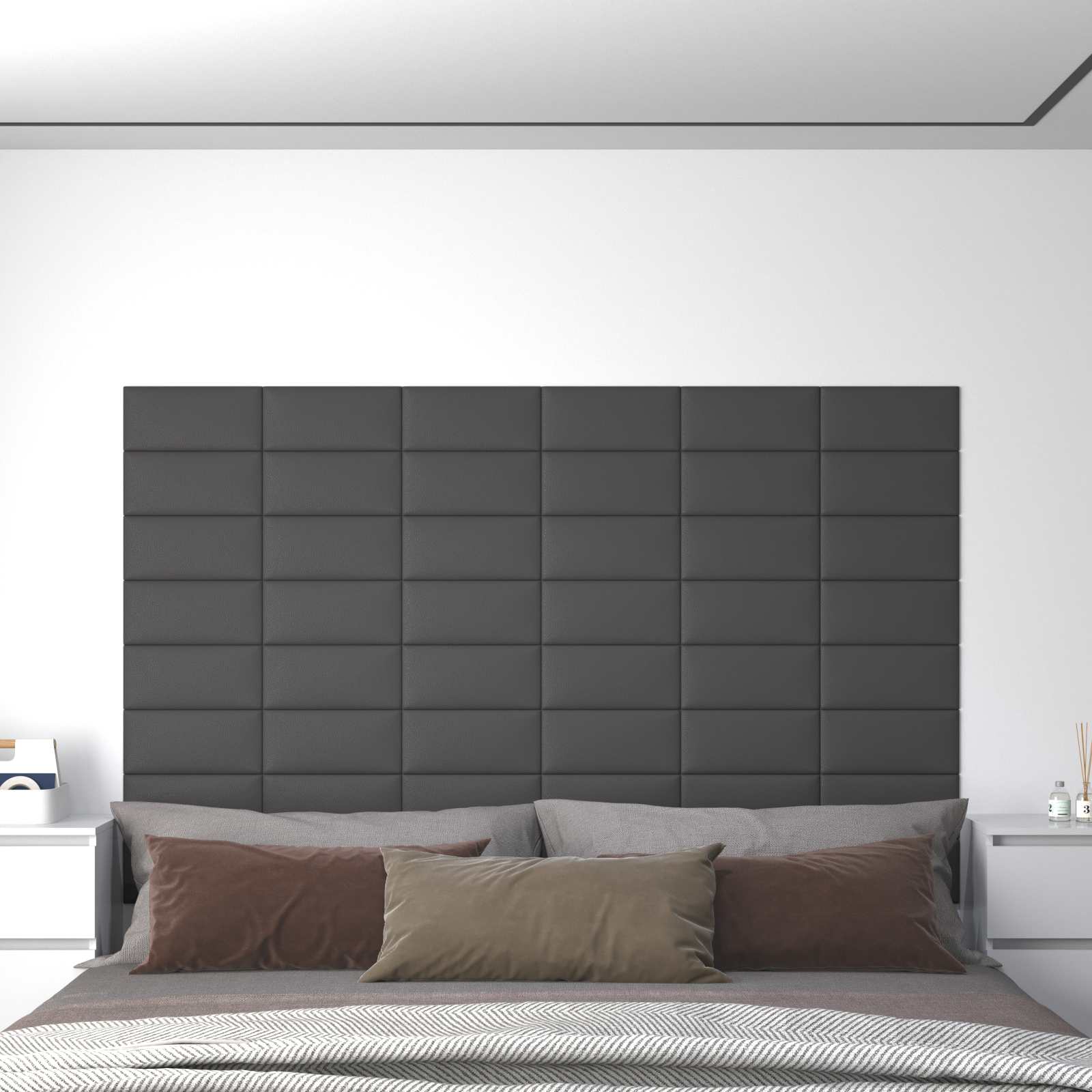 Wandkopfteilen 12 pcs 30 x 15 cm Grau Stoff
