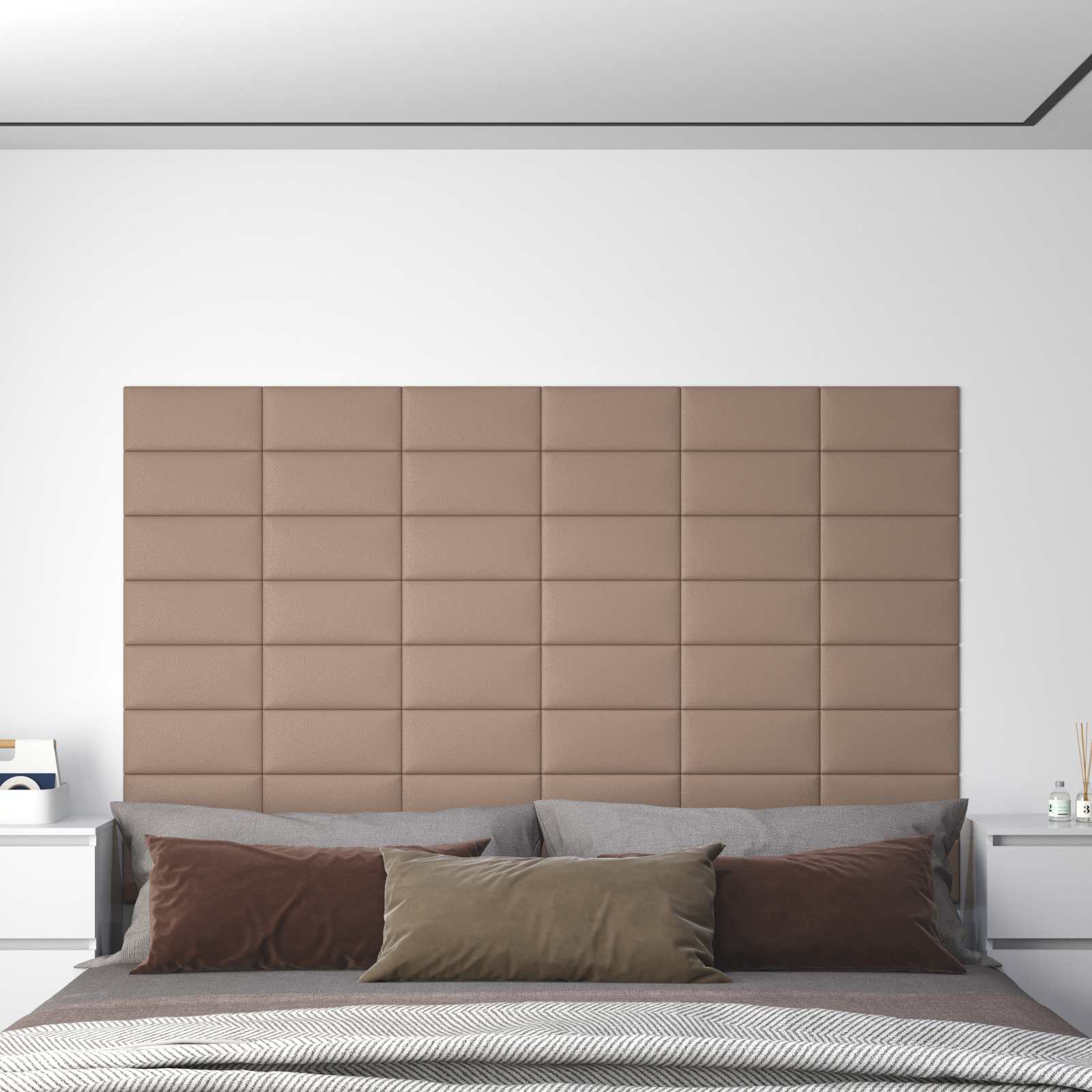 Wandkopfteilen 12 pcs 30 x 15 cm Cappuccino Stoff