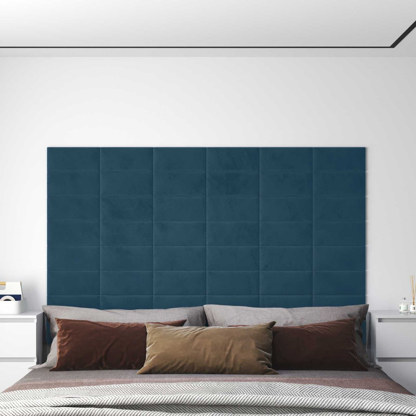 Wandkopfteilen 12 pcs Blau Samt