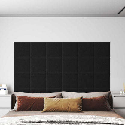 Wandkopfteilen 12 stk. 30 x 30 cm Schwarz Stoff