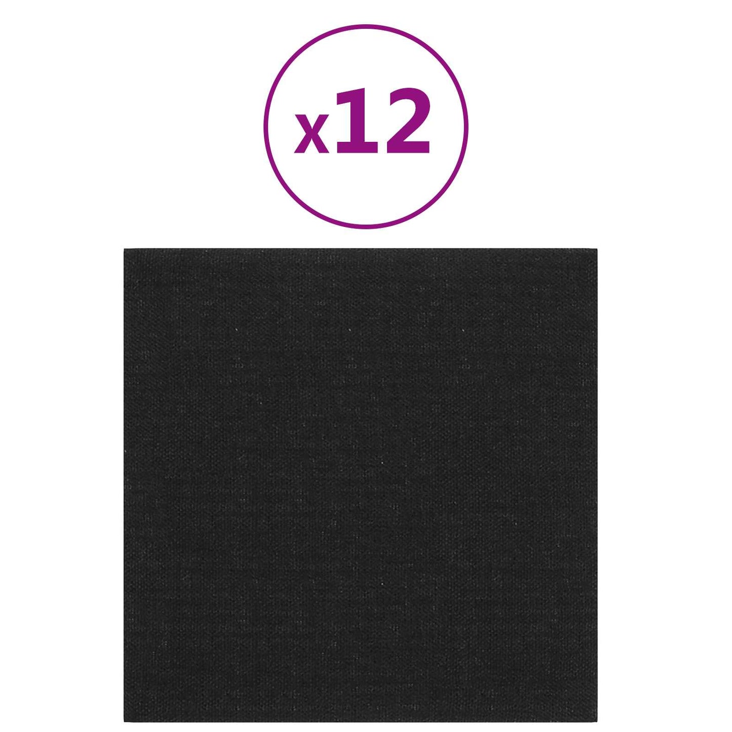 Wandkopfteilen 12 pcs 30 x 30 cm Schwarz Stoff