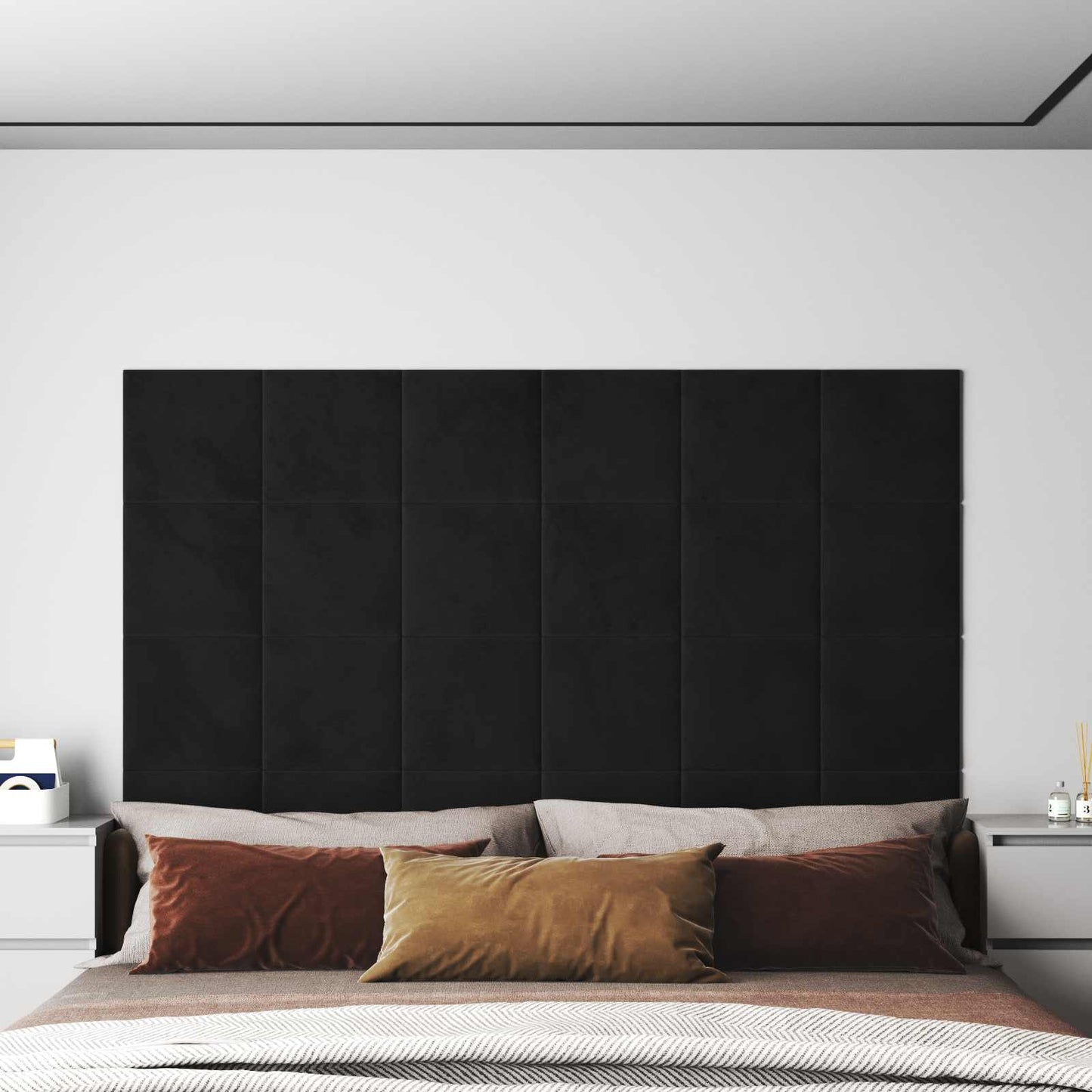 Wandkopfteilen 12 pcs Schwarz Samt