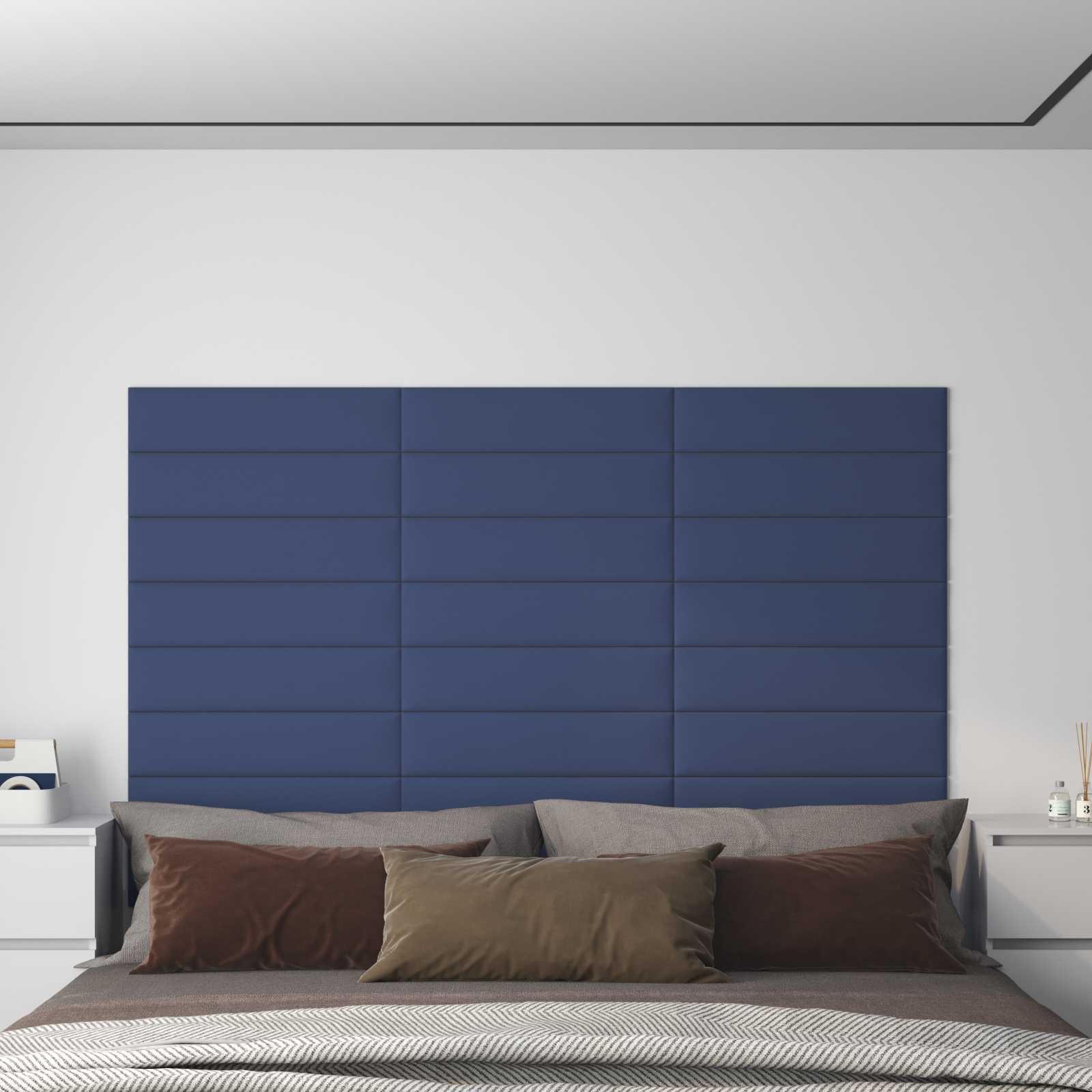 Wandkopfteilen 12 pcs 60 x 15 cm Blau Stoff