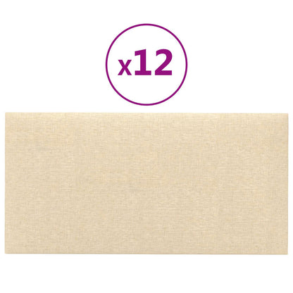 Wandkopfteilen 12 stk. 60 x 30 cm Creme Stoff