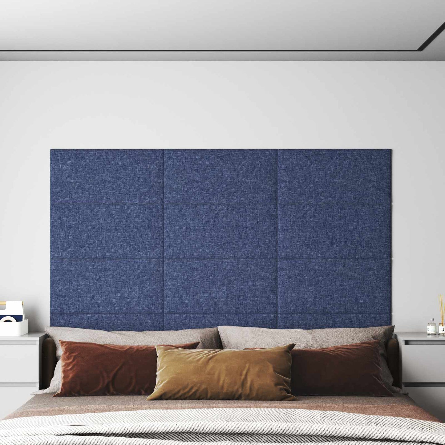Wandkopfteilen 12 pcs 60 x 30 cm Blau Stoff
