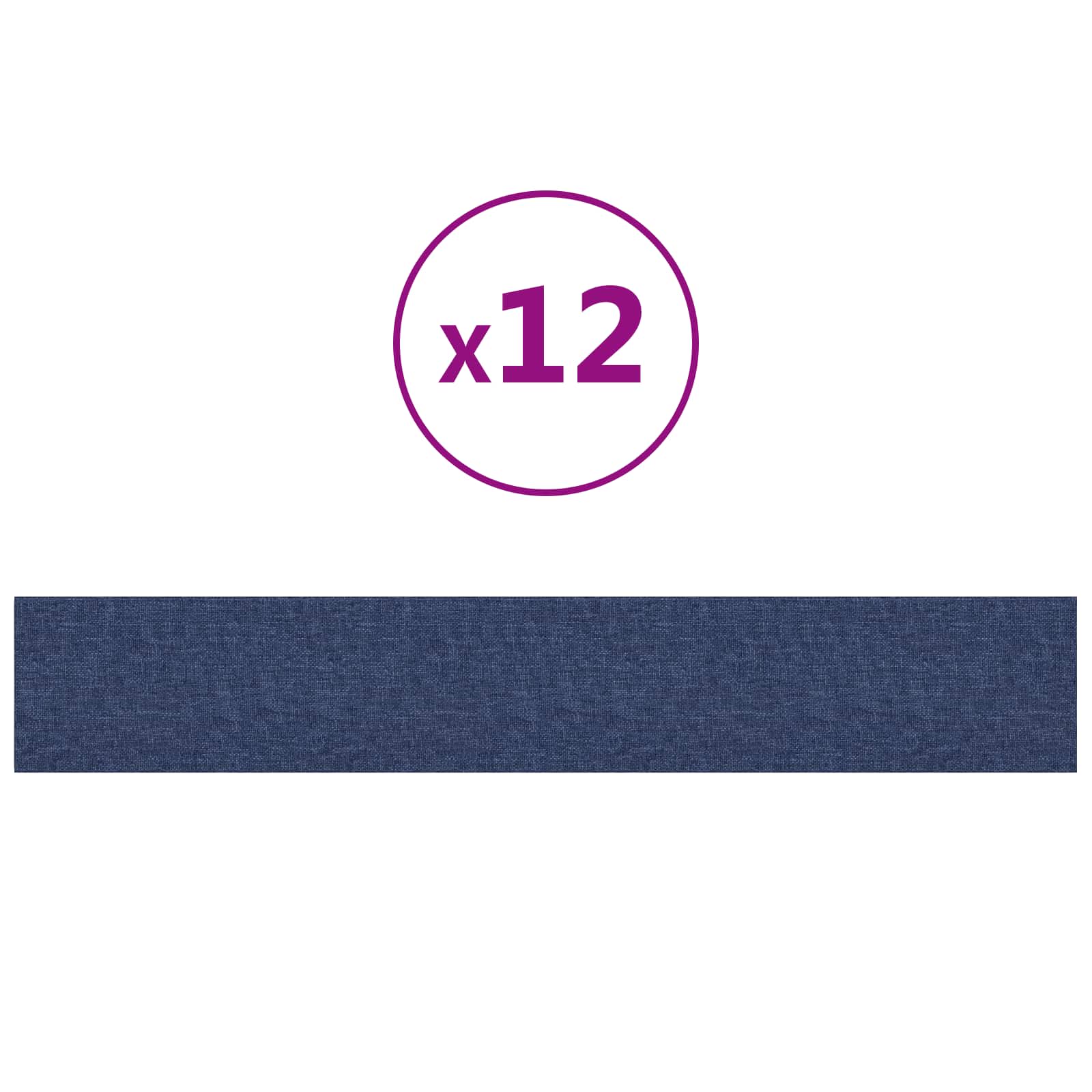 Wandkopfteilen 12 pcs Blau 90 x 15 cm Stoff