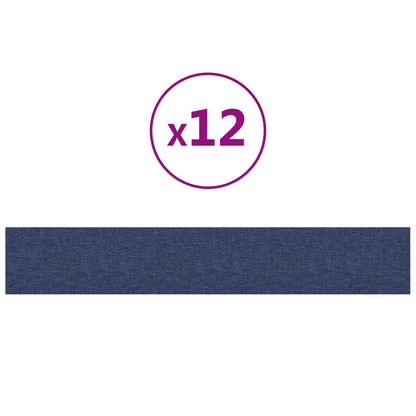 Wandkopfteilen 12 stk. 90 x 15 cm Blau Stoff