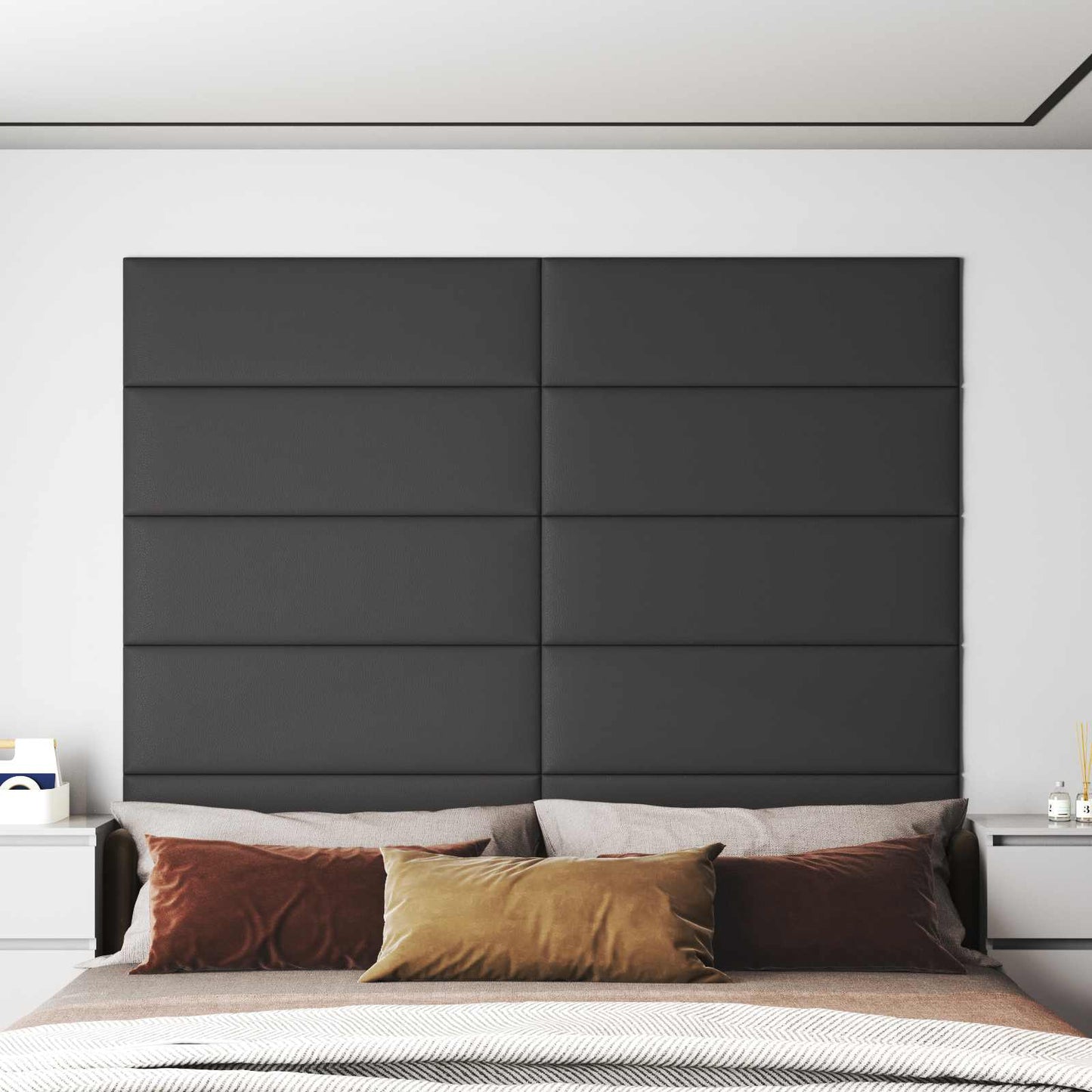 Wandkopfteilen 12 stk. 90 x 30 cm Grau Stoff