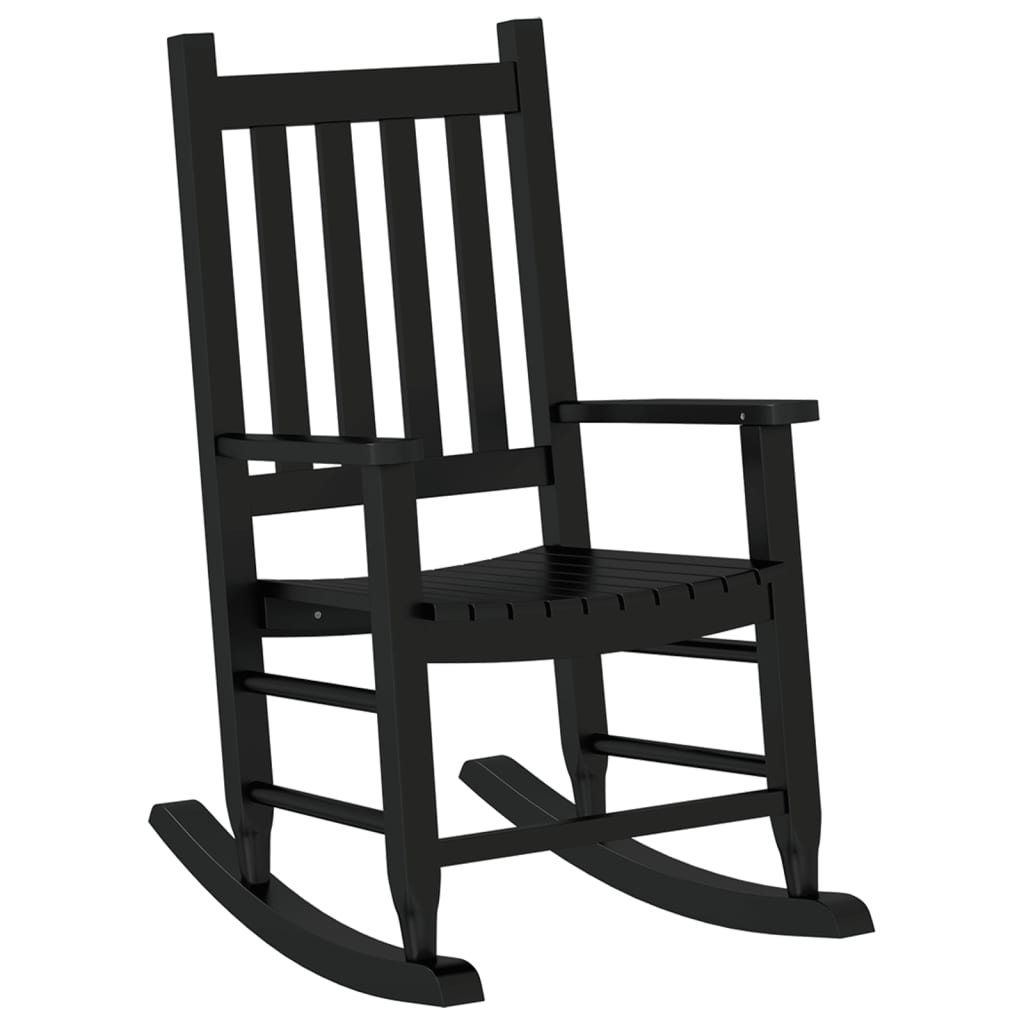 Chaise à bascule pour enfant en bois de peuplier massif noir