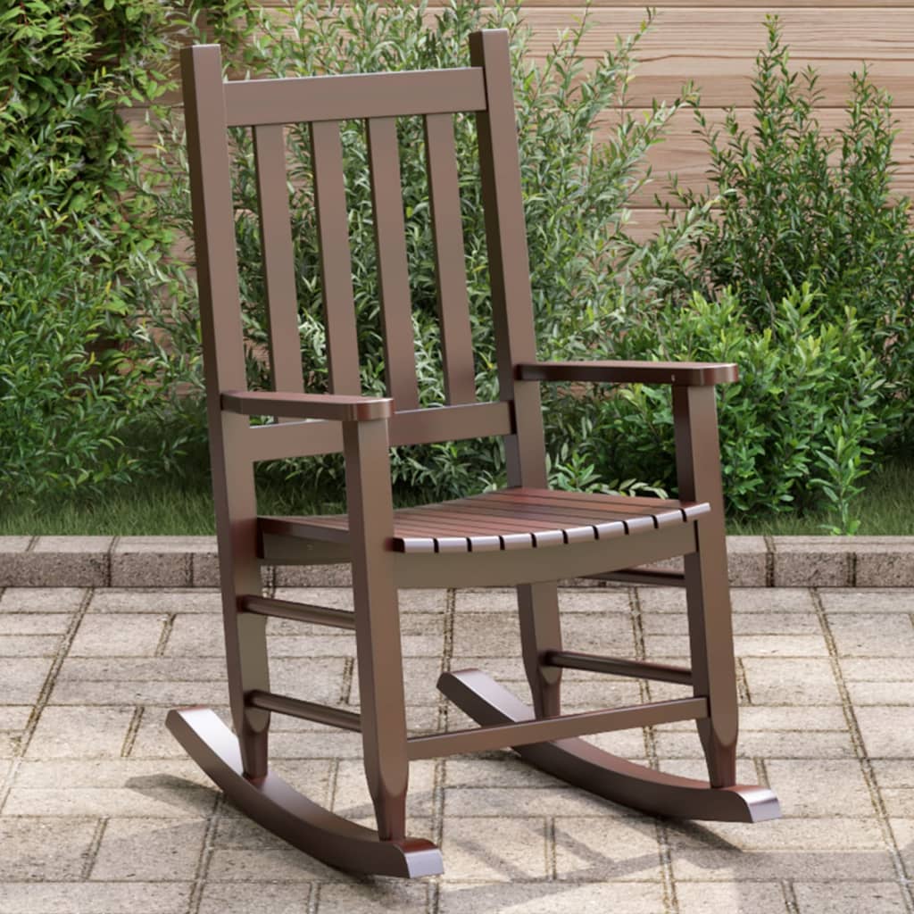 Chaise à bascule pour enfant en bois de peuplier massif marron