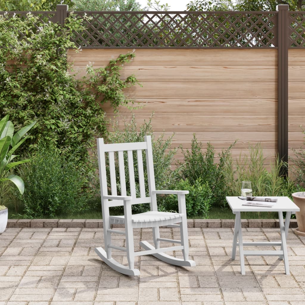 Chaise à bascule pour enfant en bois de peuplier massif blanc