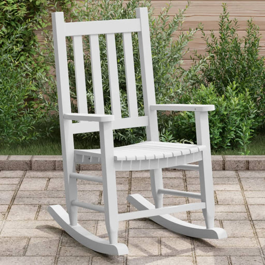 Chaise à bascule pour enfant en bois de peuplier massif blanc