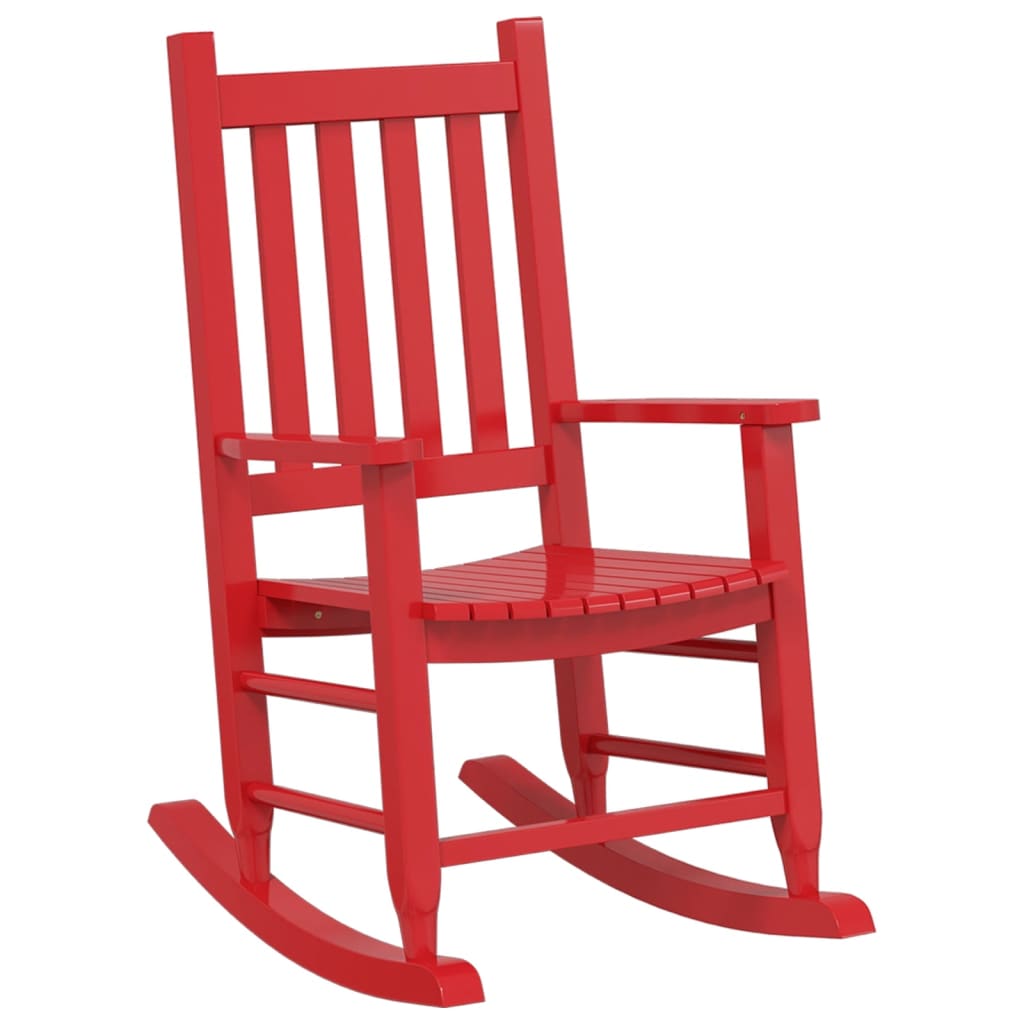 Chaise à bascule pour enfant en bois de peuplier massif rouge