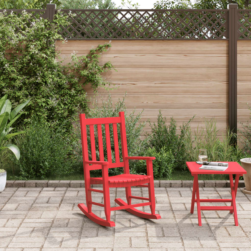 Chaise à bascule pour enfant en bois de peuplier massif rouge