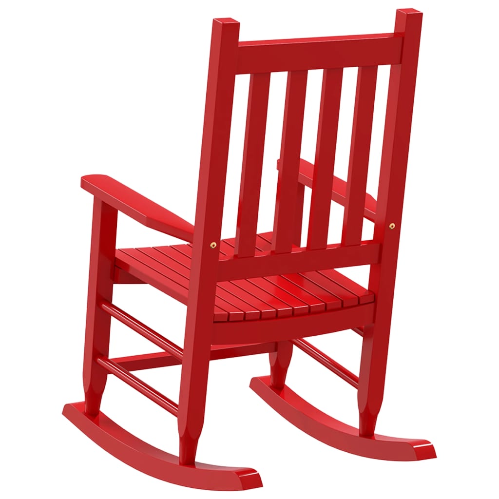 Chaise à bascule pour enfant en bois de peuplier massif rouge