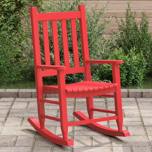 Chaise à bascule pour enfant en bois de peuplier massif rouge