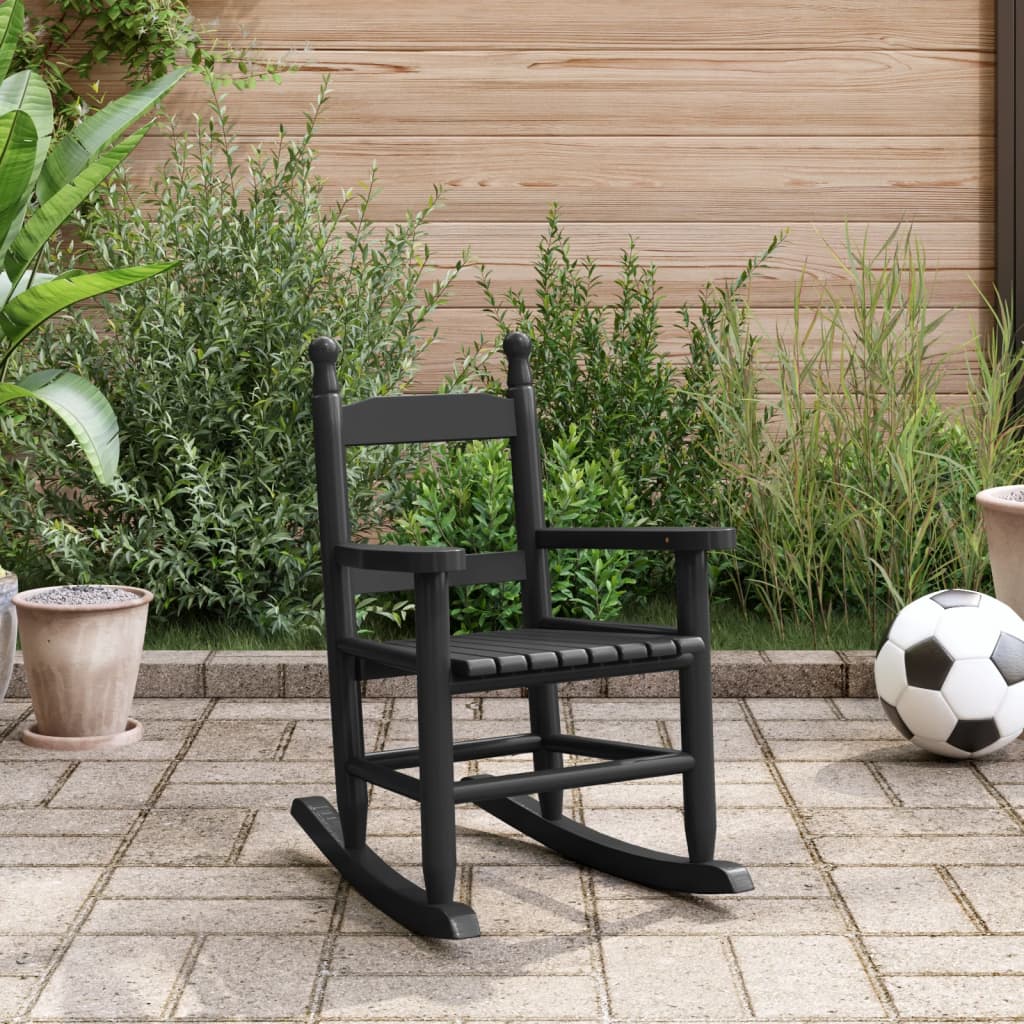 Chaise à bascule pour enfant en bois de peuplier massif noir