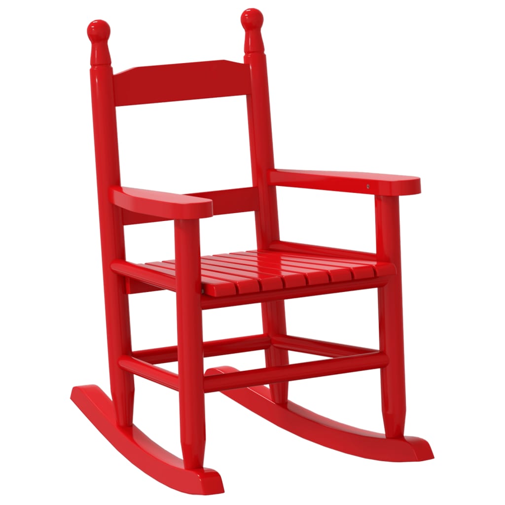 Chaise à bascule pour enfant en bois de peuplier massif rouge