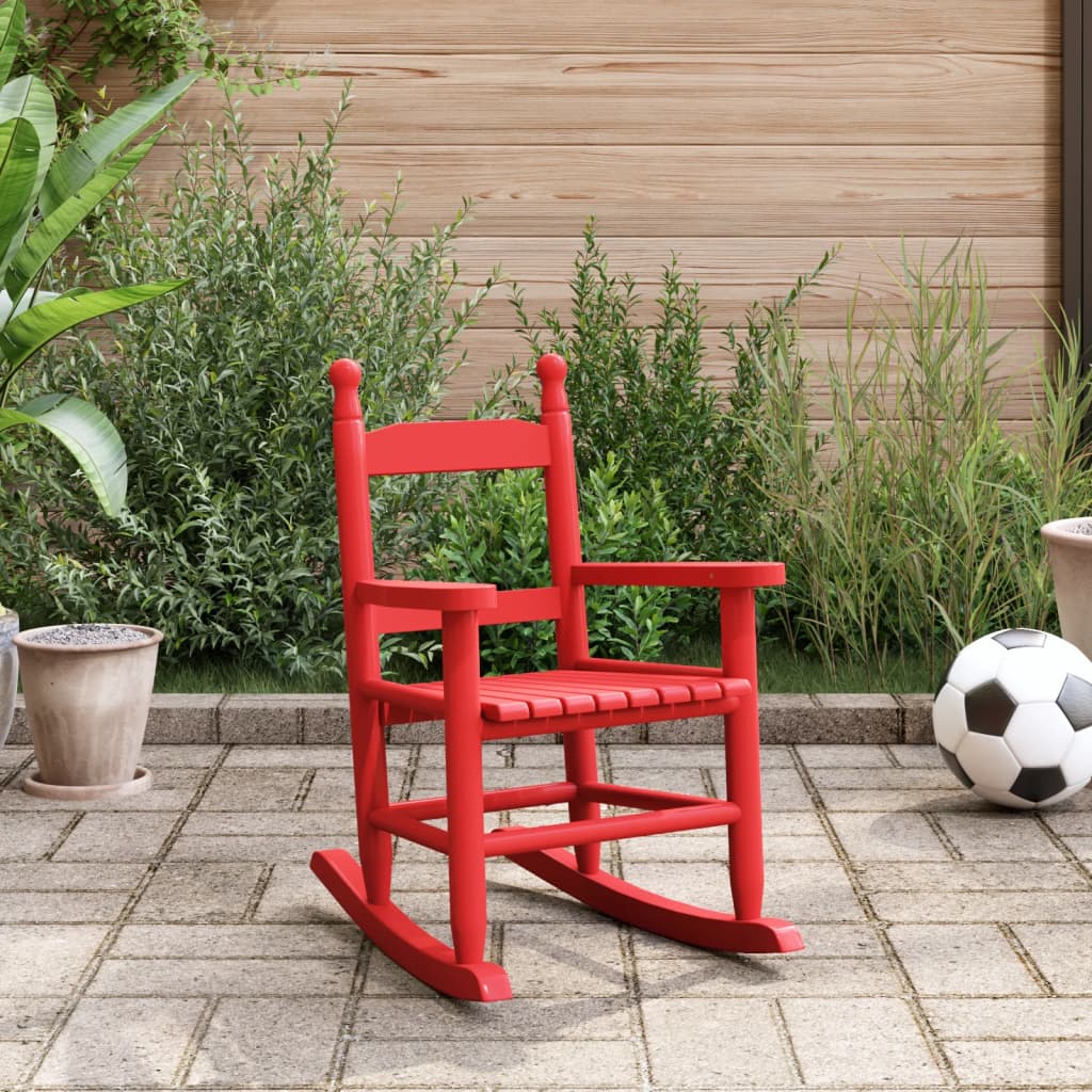 Chaise à bascule pour enfant en bois de peuplier massif rouge