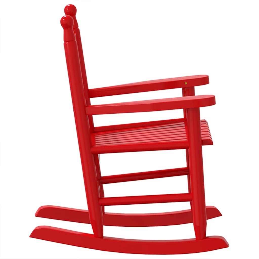 Chaise à bascule pour enfant en bois de peuplier massif rouge