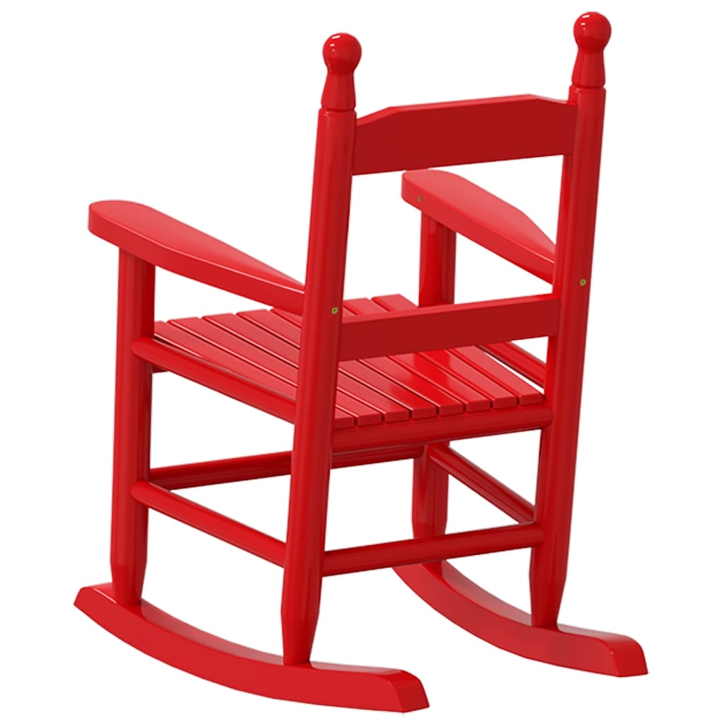 Chaise à bascule pour enfant en bois de peuplier massif rouge