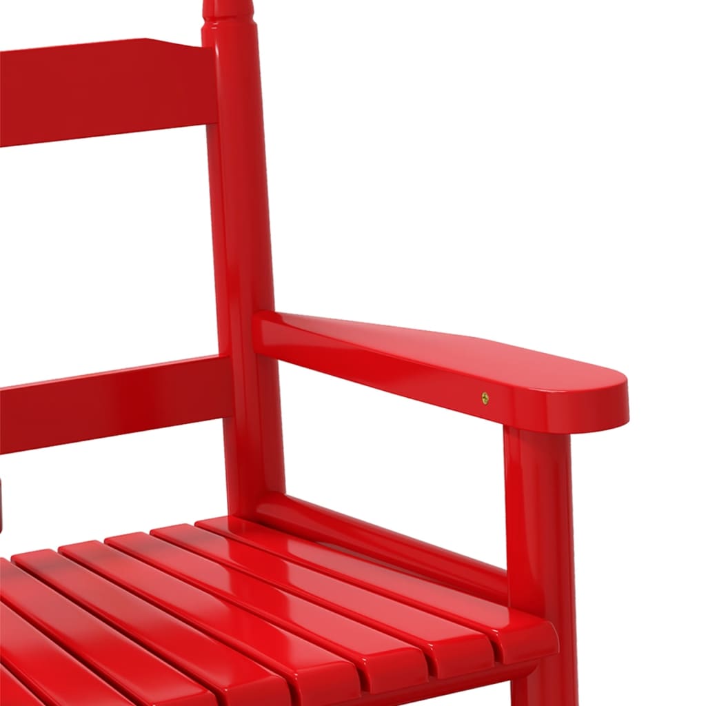 Chaise à bascule pour enfant en bois de peuplier massif rouge