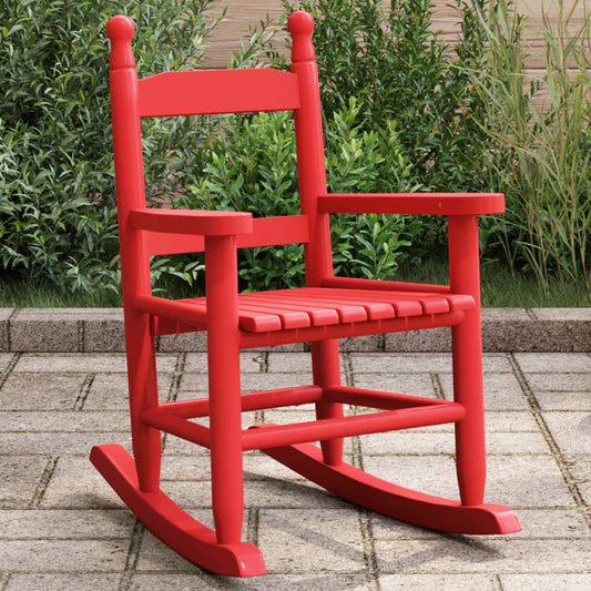 Chaise à bascule pour enfant en bois de peuplier massif rouge