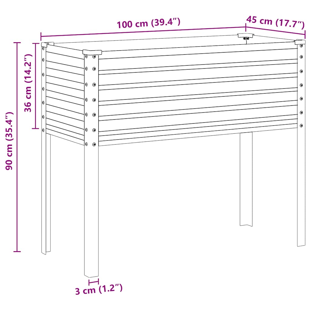 Garten-Pflanzgefäß Grün 100 x 45 x 90 cm Stahl