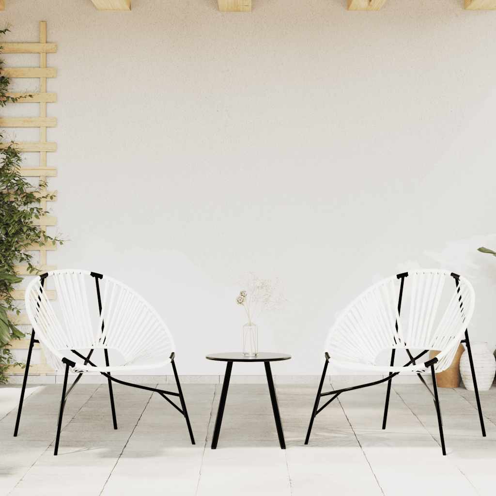 Gartenstuhl in Ei-Form Schwarz und Weiß Poly Rattan