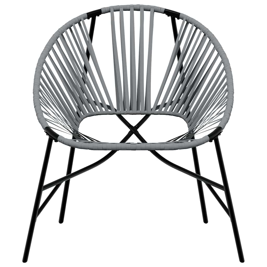 Gartenstuhl in Ei-Form Schwarz und Hellgrau Poly Rattan