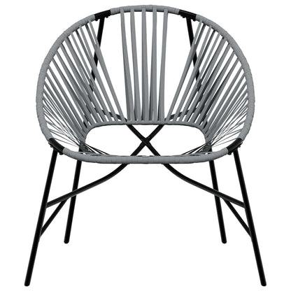 Gartenstuhl in Ei-Form Schwarz und Hellgrau Poly Rattan