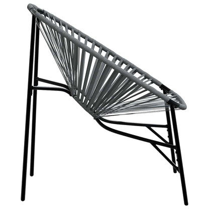 Gartenstuhl in Ei-Form Schwarz und Hellgrau Poly Rattan