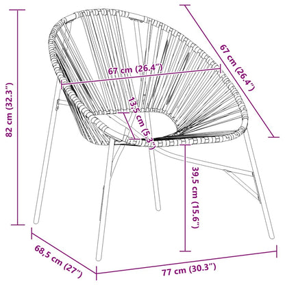 Gartenstuhl in Ei-Form Schwarz und Hellgrau Poly Rattan