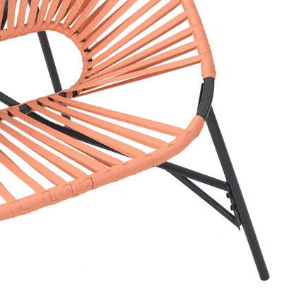Gartenstuhl in Ei-Form Schwarz und Orange Poly Rattan