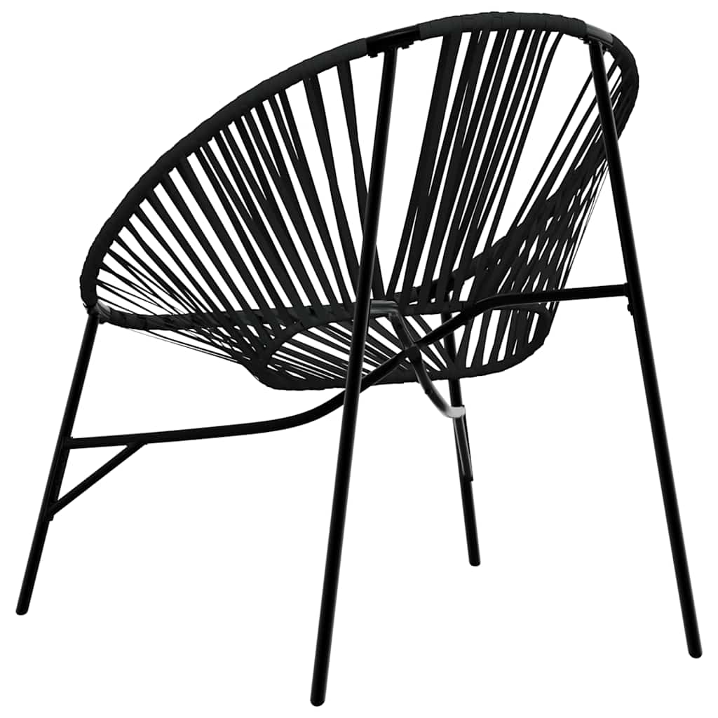 Gartenstuhl-Set 3-tlg. Schwarz Poly Rattan