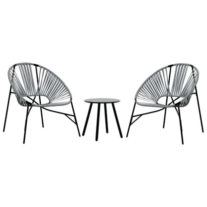 Gartenstuhl-Set 3-tlg. Schwarz und Hellgrau Poly Rattan