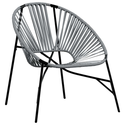 Gartenstuhl-Set 3-tlg. Schwarz und Hellgrau Poly Rattan