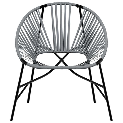 Gartenstuhl-Set 3-tlg. Schwarz und Hellgrau Poly Rattan