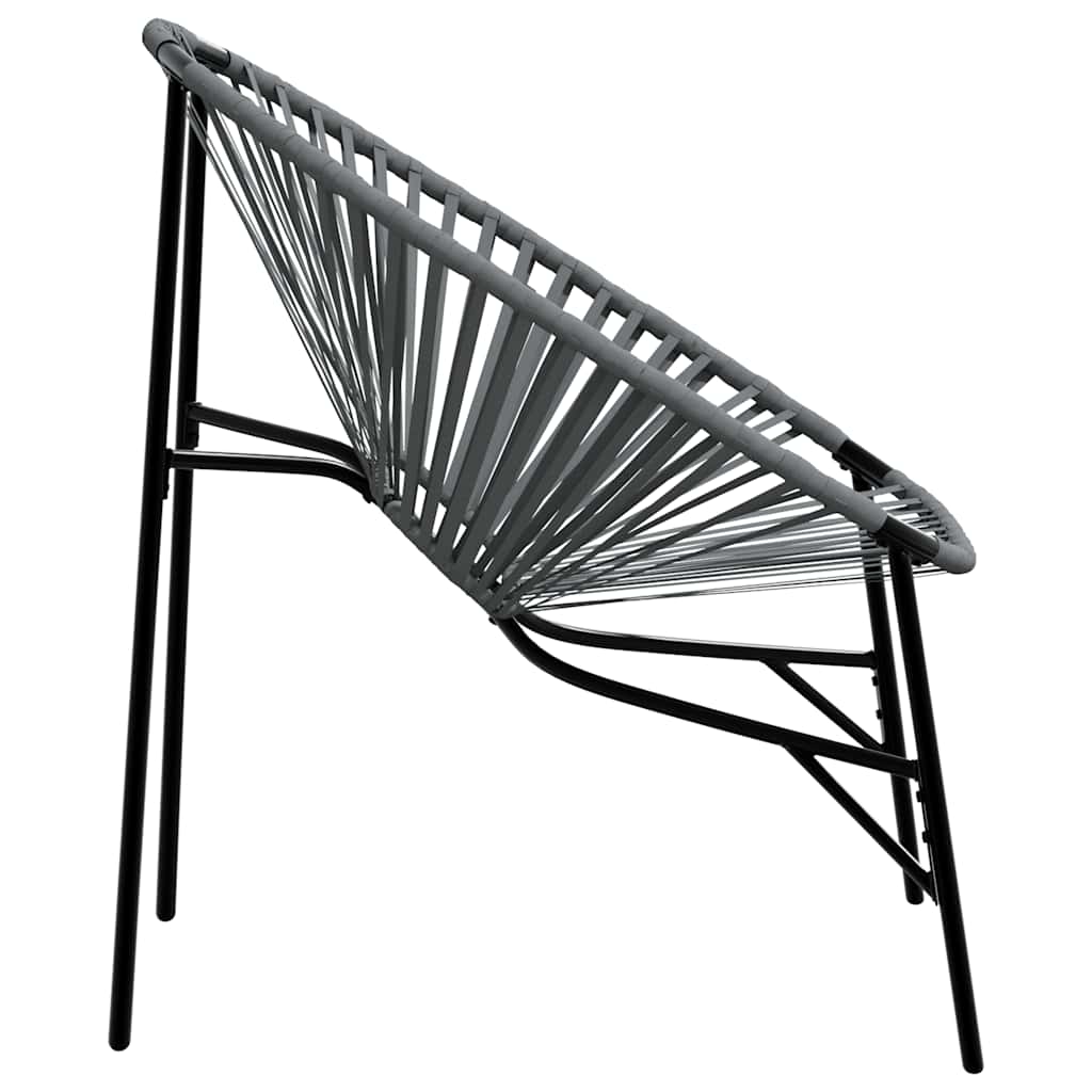 Gartenstuhl-Set 3-tlg. Schwarz und Hellgrau Poly Rattan